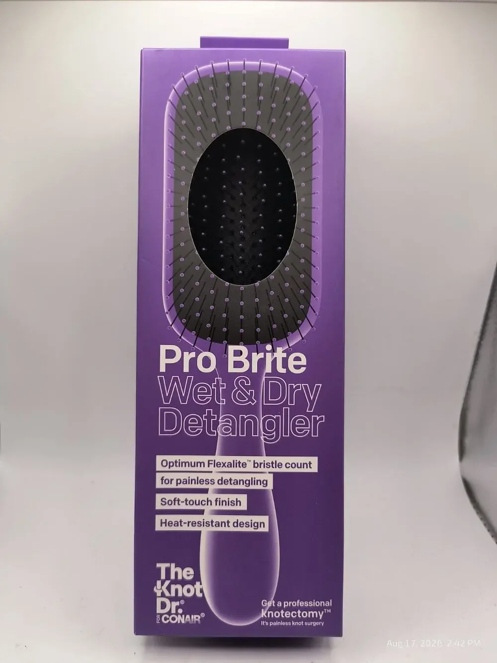 Conair The Knot Dr. Hairbrush Pro Brite Wet & Dry Detangler Hair Brush Purple